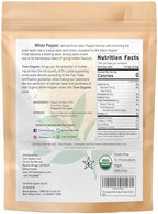 True Organic White Peppercorns Powder, 16 Oz, USDA & Kosher certified Organic Pepper, Organic White peppercorns, 100% Pure Ground white pepper.