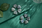 10 PCS Heart Labradorite Crystal Thicken Set Blue Black Polished Stones Palm Love Natural Healing Crystals Gemstones Reiki Energy Balancing Carved Palm Worry Stone Meditation Gift