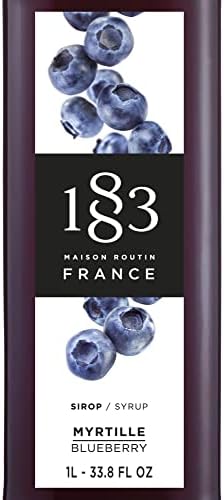 1883 Blueberry Syrup for Drinks, Made in France, 1 Liter Plastic Bottle