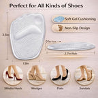 Metatarsal Pads Women, Gel Ball of Foot Cushions for Pain Relief in Shoes, Non-Slip Heel Inserts, One Size Fits All (2 Pair, Clear)