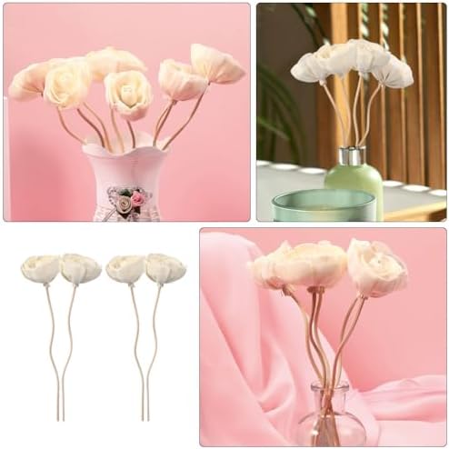 FOMIYES 5PCS Rattan Diffuser Sticks with Artificial Flowers,Sticks for Essential Oil Diffusion, Ideal Home Decor for Bedroom, Room, Bathroom, Office for All Seasons