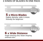 ZOMCHI Eyebrow Razor and Face Razor for Women and Men, Reusable Metal Handle with 11 Refill Blades, Dermaplane Razor with Protective Silicone Cap, Eyebrow Hair Trimmer - Polished Silver