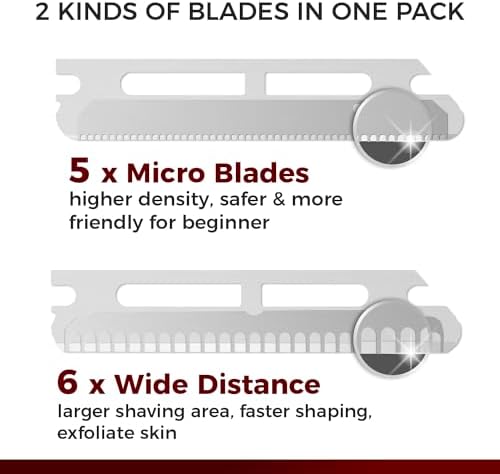 ZOMCHI Eyebrow Razor and Face Razor for Women and Men, Reusable Metal Handle with 11 Refill Blades, Dermaplane Razor with Protective Silicone Cap, Eyebrow Hair Trimmer - Polished Silver