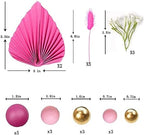 Flower Cake Topper Gold Palm Leaves Balls Cake Decoration for Baby Shower Birthday Party (Hot Pink)