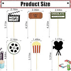 12 PCS Movie Night Cupcake Toppers, Hollywood Movie Theme Cake Decor for Movie Themed Birthday Party Supplies