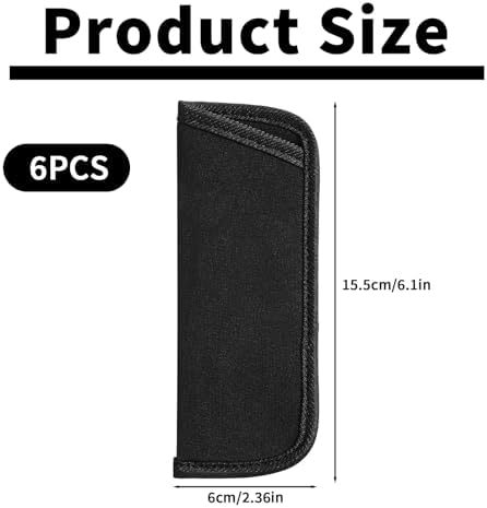 6 Pcs Slip in Eyeglasses Cases, Soft Protective Glasses Pouch for Reading, Black Fabric Spectacle Pouch Holder, Slim Glass Slip in Glasses Sleeve