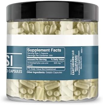 Earthborn Elements Uva Ursi 200 Capsules, Pure & Undiluted, No Additives