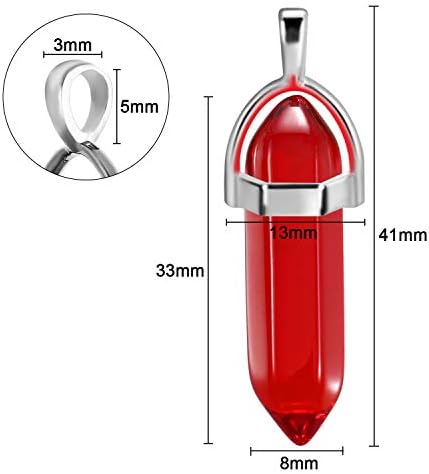 Bullet Shape Gemstone Pendant Hexagonal Chakra Crystal Pointed Quartz Pendants Artificial Stone with Storage Bag (64 Pieces)