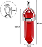 Bullet Shape Gemstone Pendant Hexagonal Chakra Crystal Pointed Quartz Pendants Artificial Stone with Storage Bag (64 Pieces)