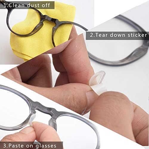 SMARTTOP Adhesive Nose Pad, 20 Pairs Eyeglass Nose Pads Stick On Silicone Anti-Slip for Glasses Sunglasses Thin Nose Pads Eyeglasses (10-Black & 10-Clear)