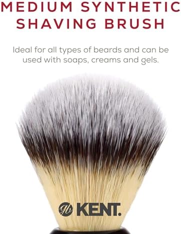 Kent BLK4S Shaving Brush with Ultra-Soft Silvertext Synthetic Bristles and Black Resin Handle to use with Shave Cream or Soap for a Perfect Lather. Luxury Shaving Since 1777, Made in England