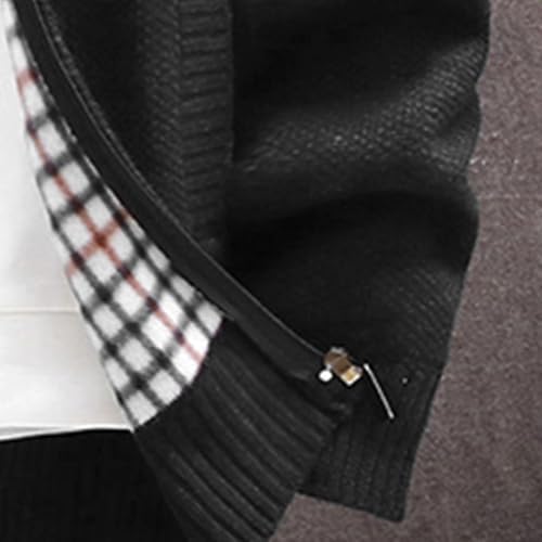 Men's Cardigan Sweaters Knitted Full Zip Collared Regular Fit Jacket Casual Color Block Baggy Winter Warm Coat