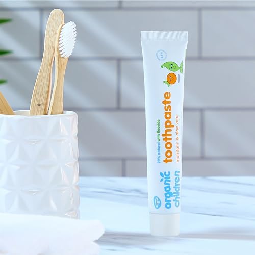 Green People Children's Mandarin & Aloe Vera Toothpaste with Fluoride 50g (Pack of 3)