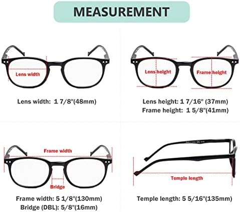 Eyekepper 5-Pack Spring Hinges 80's Classic Reading Glasses Black +1.50
