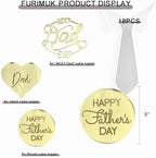 Furimuk 18 Pcs Happy Father's Day Acrylic Cupcake Toppers Heart Mirror Engraved Cake Topper Cupcake Decorations for Father's Day