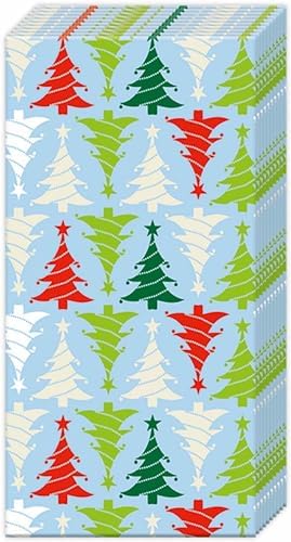 IHR Ideal Home Range Pocket Tissues 4-Ply Facial Tissue Pack, 10-Count, Trees in Line (Light Blue), 1-Pack Only