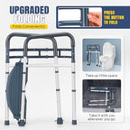 Lianjindun Toilet Safety Rails with Footrest, Folding & Portable Bathroom Toilet Handles for Elderly, Seniors, Handicap & Disabled, Adjustable Toilet Safety Frame Fit Any Toilets (350 LB)