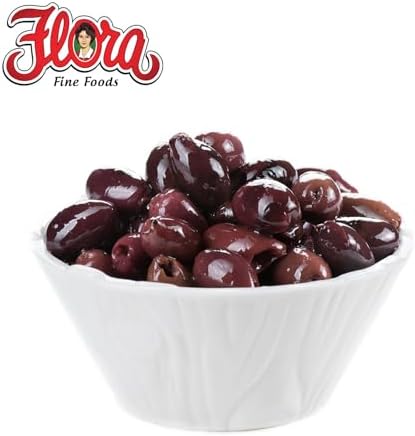 Flora Foods Kalamata Olives Pitted | 19.6 oz (580ml) | Imported | All Natural | Non GMO | Fresh Harvest