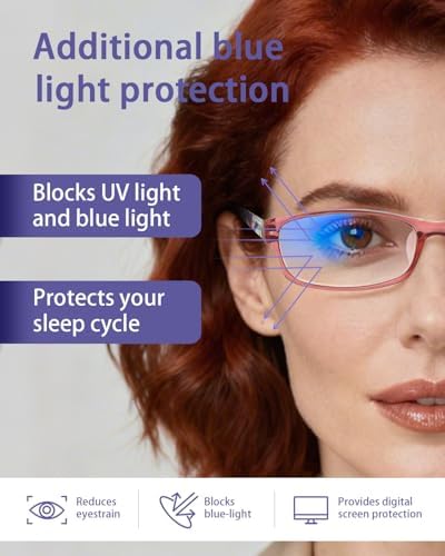 Women's Fashion Reading Glasses, 5 Pairs Blue Light Blocking Readers with Durable Spring Hinges 0.5x to 4.0x