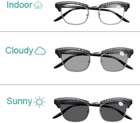 Circleperson Women Cat eye Reading glasses Rhinestone reader Vintage style