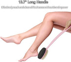 Pumice Stone Brush for Feet with 13.7" Long Handle, 2-in-1 Shower Foot Scrubber Callus Remover Pedicure Tool, Dead Skin Remover, Back Scrubber Body Brush for Shower Deep Cleansing, Pink