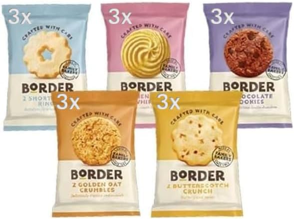 Border Biscuits Variety Pack Gift Set, Luxury Individually Wrapped Biscuits Hamper in StormBrew Gift Box (3 Packs of Five Different Blends, Each Pack 2 Biscuits, Total 30 Single Biscuits)