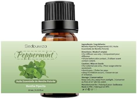 Sedbuwza Lavender Peppermint Essential Oil Set, Lavender Fragrance Oil Peppermint Scent Oil Set for Diffuser, Aromatherapy, Massage, Soap, Candle Making 2 x 10 ml