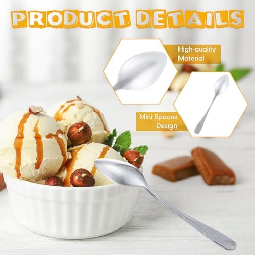 Nuogo 500 Pcs Silver Plastic Mini Spoons 3.7inch Disposable Desserts Spoon Heavy Duty Disposable Spoons Bulk for Coffee, Ice Cream, Cake, Weddings, Party