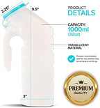 Male Urinal with Glow in The Dark Lid (1 Bottle) 32 Oz Urine Bottle for Men - Pee Bottle for Hospitals, Emergency and Travel
