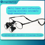2.5X 3X 3.5X Optional Titanium Frame Binocular Dental Surgical Loupes with High Brightness Led Headlight (Working Distance :(360-460 mm) R, Magnification:3.5X)
