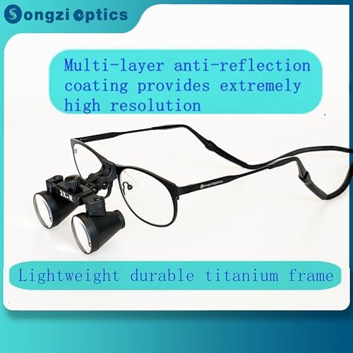 2.5X 3X 3.5X Optional Titanium Frame Binocular Dental Surgical Loupes with High Brightness Led Headlight (Working Distance :(360-460 mm) R, Magnification:3.5X)