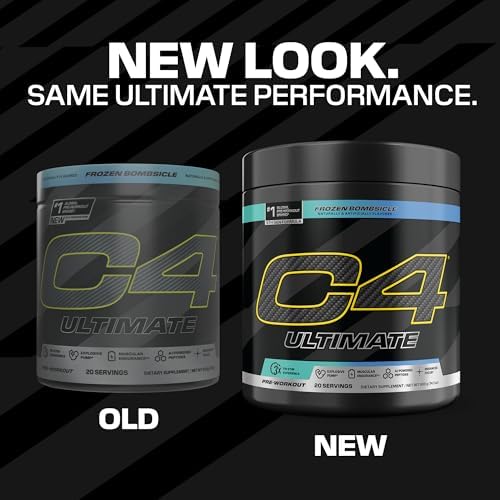 C4 Ultimate Pre Workout Powder - Sugar Free Preworkout Energy Supplement for Men & Women - 300mg Caffeine + TeaCrine + Dynamine + Creatine - Frozen Bombsicle, 20 Servings