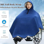 Thicken Winter Wheelchair Warm Blanket Adult Fleece-Lined Cape with Hood, Wheelchair Clothing Winter Poncho Cape Coat for Elderly, Disabled Cosy Cover Warm Blanket
