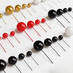 32 Pcs Balls Cake Topper Decorations, Balloon Cupcake Toppers, Cake Balls Decorations for Birthday Wedding Anniversary Party Supplies (Black, Red, Gold)