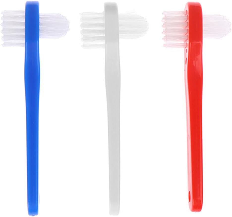 GLEAVI Denture Cleaning Toothbrush for Adults Compact 4.33 Inch T-Shaped Brush with Medium Bristles for Effective Denture and Oral Care Lightweight and Easy Grip