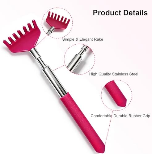 6 Pack Back scratchers Set,Rubber Handles and Stainless Scratch Heads Back Scratcher Extendable,for Back,Neck,Shoulders,Beautiful Present Packaging Gifts for Thanksgiving,Christmas (Mix)