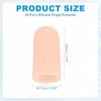 PATIKIL Gel Finger Cots 2"x0.79", 20 Pcs Silicone Finger Protector Support with Air Hole Breathable Finger Sleeve Cushions Thumb Protector Covers Fingertip Caps Gloves, Beige