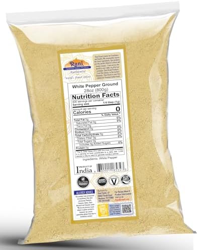 Rani White Pepper (Gol Mirch), Ground Spice 28oz (1.75lbs) 800g ~ All Natural | Vegan | Gluten Friendly | NON-GMO | Kosher | Indian Origin