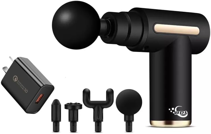 Mini Massage Gun with LCD Display – Deep Tissue Percussion Massager, 6 Speeds, 4 Heads, Super Quiet, Portable Muscle Relief Massage Gun with USB Charging & Travel Case