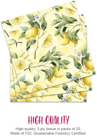 Anniversary House Tiflair PJ344657 3-Ply Lunch Napkins Lemon Yellow