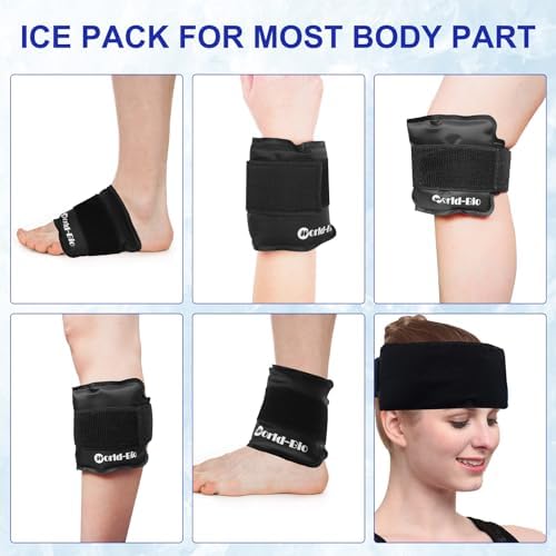 Gel Ice Pack Wrap with Strap, Ice Pack for Injuries Reusable, Hot and Cold Therapy, Elbow Cold Wrap, Flexible Soft for Arm, Wrist, Hand, Foot, Ankle