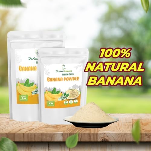 DARLAC FARMS Freeze Dried Banana Powder 8Oz – 100% Real Fruit Powder, No Sugar Added, Vegan & Gluten-Free, Freeze Dried Fruit Powder for Smoothies, Baking & Recipes