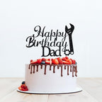 Glitter Happy Birthday Dad Cake Topper - Happy Birthday Cake Gift for Father's Day, Best Dad Ever Cake Pick, Happy Father‘s Birthday Party Supplies Black