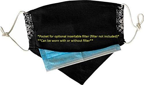 Auliné Collection Bandana Filter Pocket Adjustable Washable Reusable Face Mask, Westside Black