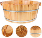 Wooden Foot Bath Basin - Thickened Spa Pedicure Soaking Bucket for Feet Washing, Home Use, Herbal Soaks (Light Brown, 13.76x11.79x6.29 inches) - Portable Foot Wash Bucket
