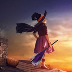 HANABASS Witch Broom for Halloween Plastic Props Boys and Girls Witch Costume Accessory Mesh Design Broomstick
