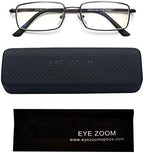 Reading Glasses Blue Light Blocking 2 Pack Rectangular Metal Anti Blue Ray and UV Readers for Men and Women