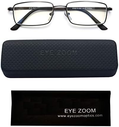 Reading Glasses Blue Light Blocking 2 Pack Rectangular Metal Anti Blue Ray and UV Readers for Men and Women