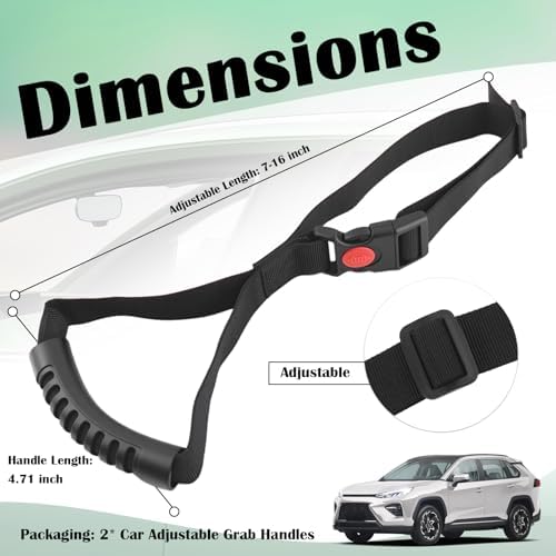 2PCS Adjustable Car Door Handle,2026 New Car Handle Assist with Non-Slip Handles & Locking Buckle,Portable & Detachable Vehicle Support Handles for Most Trucks,SUVs