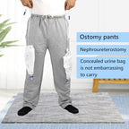 Catheter Leg Bag Pants, Urine Bag Holder Pants, Catheter Leg Bag Holder for Men & Women, Catheter Urine Drainage Bag Holder with Zippered Pockets to Hold 2000ml Catheter Bags Gray